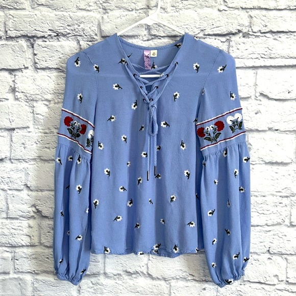 Alya Pheasant Embroidered Floral Long Sleeve Blouse Size XS - Picture 1 of 5